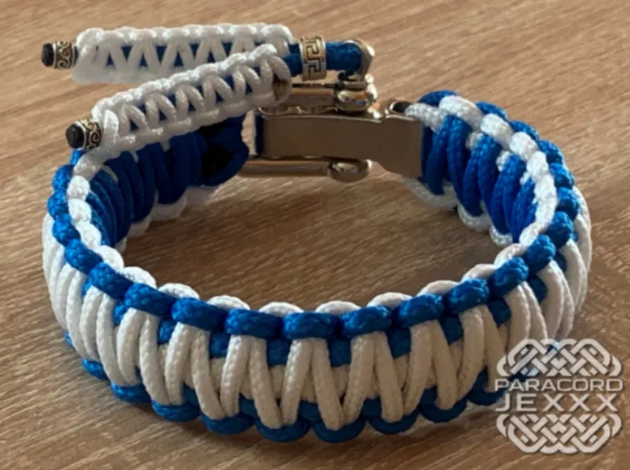 Paracord náramek (20,5 cm) blue - white 1