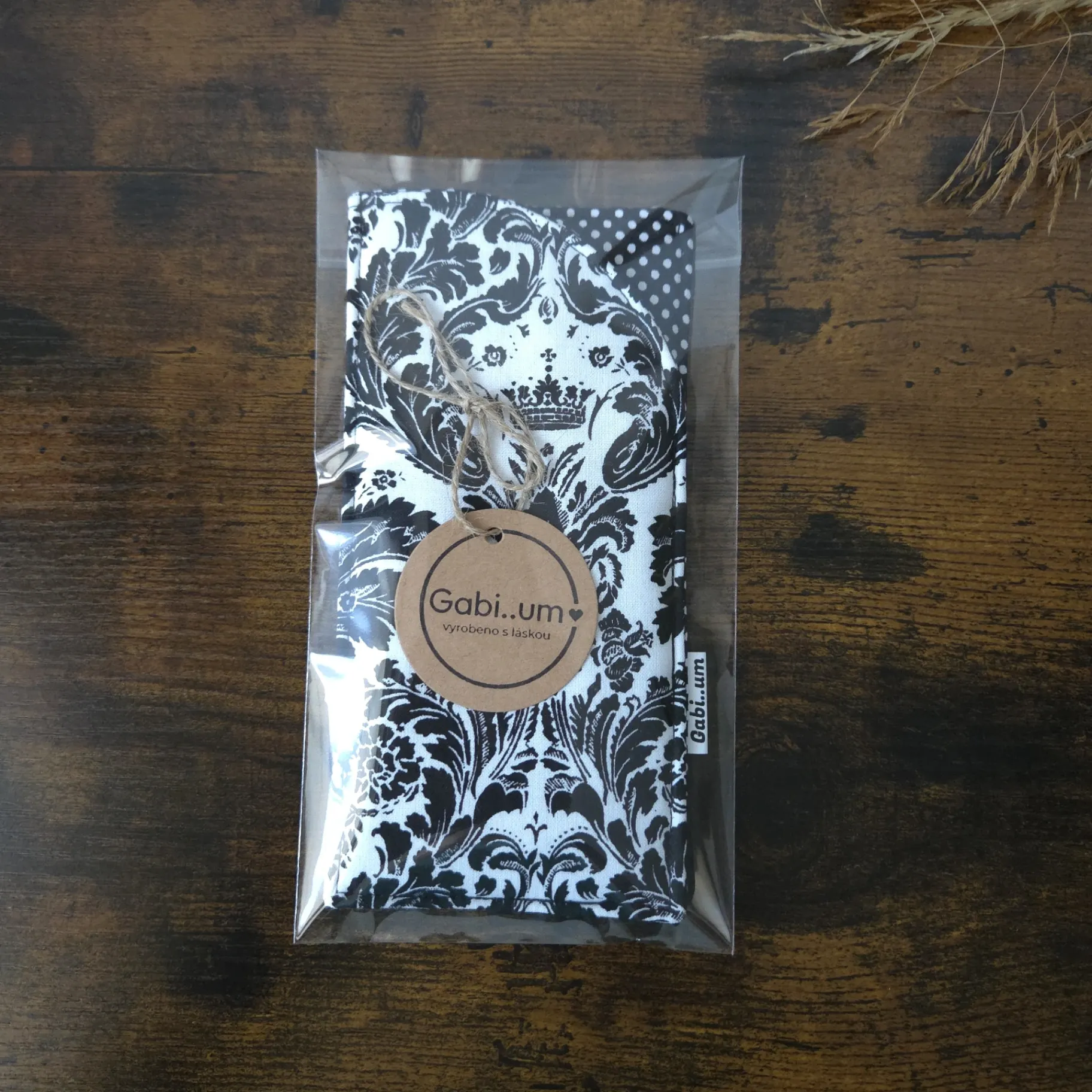 Měkké pouzdro na brýle | černý ornament 3