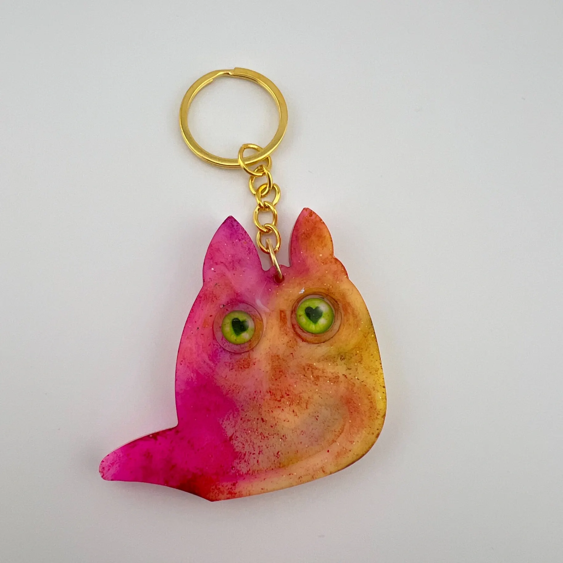 Přívěsek, pryskyřice, kočka, neonka 1
