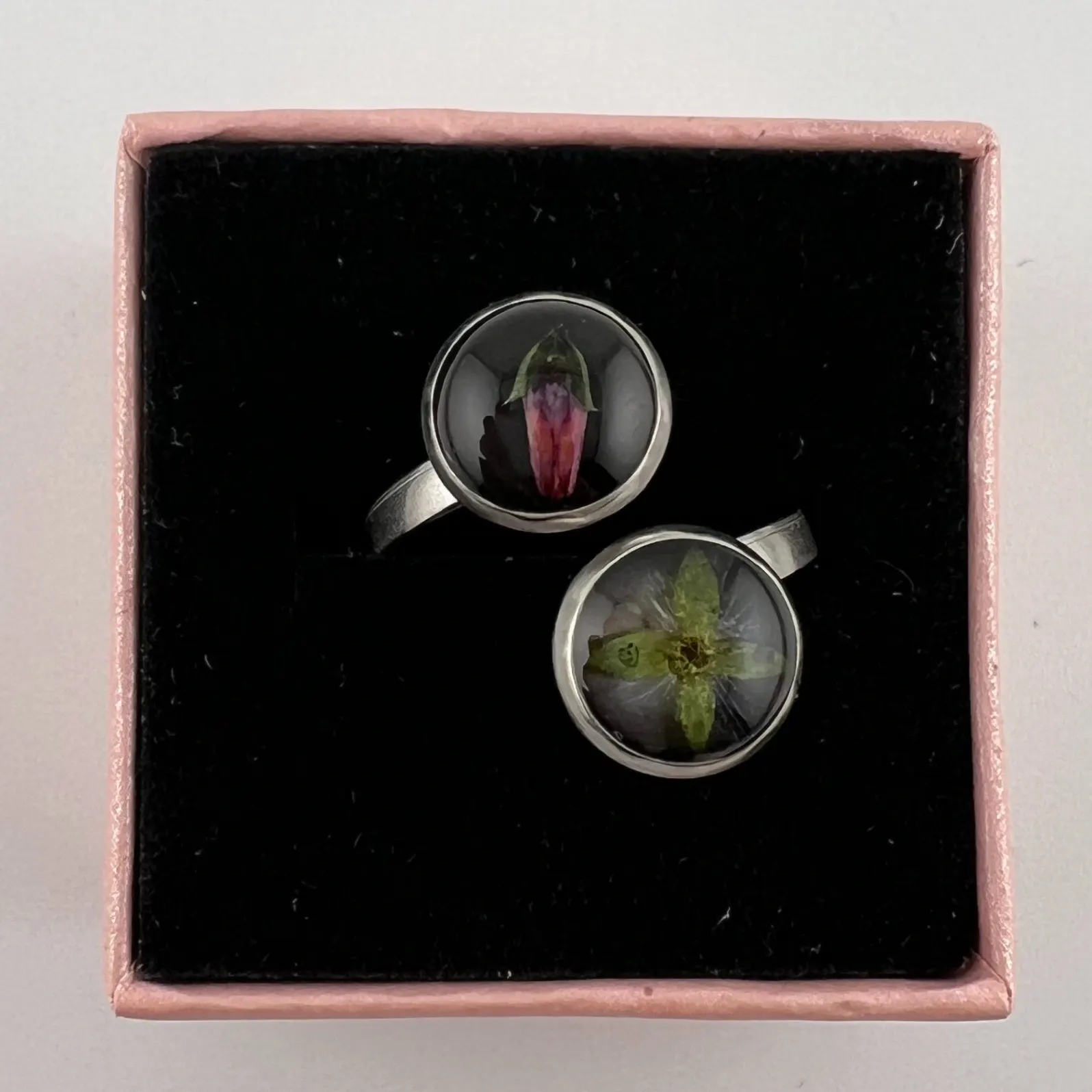 Prsten, pryskyřice, kulatý, květy,